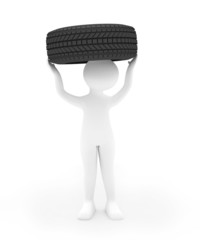 person with tire
