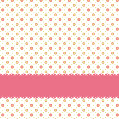 Pink flower polka dot seamless pattern