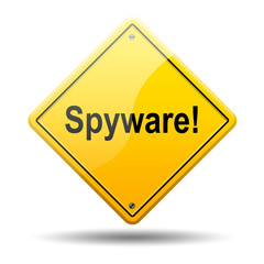 Señal amarilla texto Spyware!