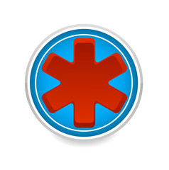medic symbol red color on the blue circle