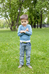 Portrait of a little boy outdoors