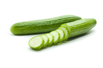 Two slice isolated cucumbers