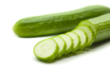 Closeup slice cucumbers