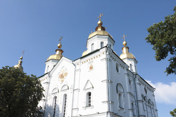 Fototapeta na wymiar Temple of a monastery. Holy Cross Monastery. Poltava, Ukraine