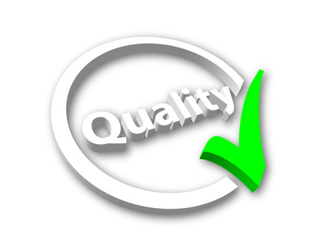 "QUALITY" (marketing stamp badge tick guarantee assured 3d icon)