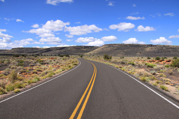 Long road through the desert in Arizona