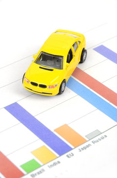 Business chart and toy car
