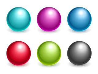 Variety of colored balls isolated on white background