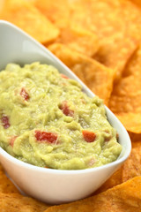 Fresh homemade guacamole, a Mexican sauce