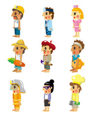 cartoon people job icons set