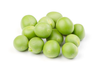 Fresh green peas isolated on a white background