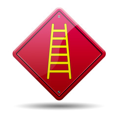 Señal roja simbolo escala de mano