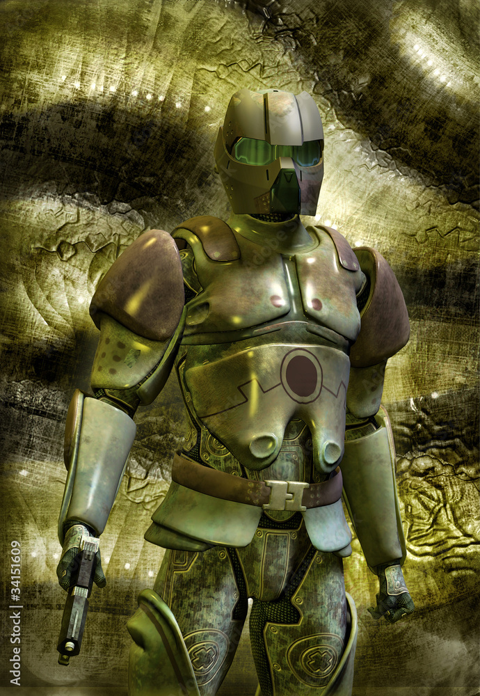 Wall mural futuristic soldier in armor