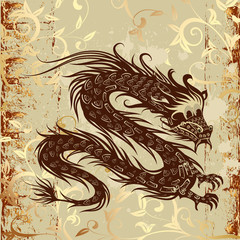 dragon on paper grunge