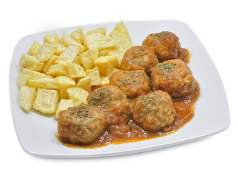 Plato de albóndigas.