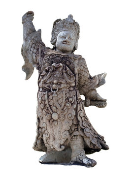 sculpture of mythological guardian in temple