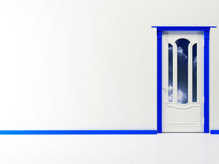 White and blue classic door