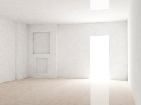 Bright room with open door