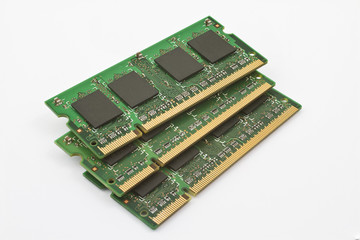 three stacked memory modules