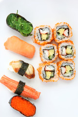 Mix sushi isolated in white background