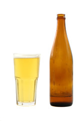 Beer with bottle isolated in white background