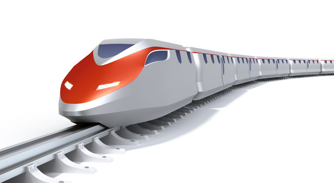 High speed train concept. Isolated on white