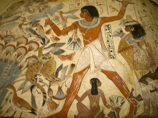 3000 year old wallpainting from Egypt depicting hunting scene