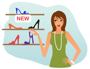 Woman shopping for shoes