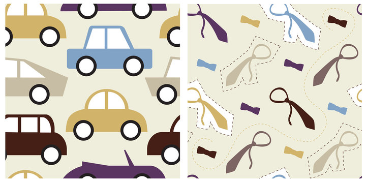 Set of decent seamless patterns with male objects