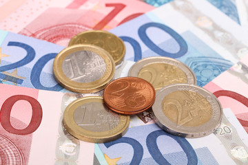 Euro Münzen und Geldscheine