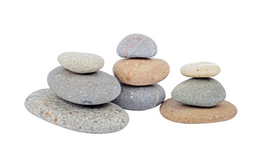 Pile of pebble stone, isolated on white background
