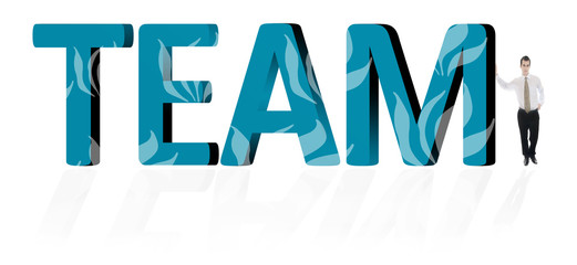 Team word and business man