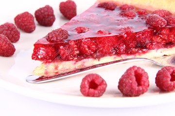 Raspberry Tart portion on a plate
