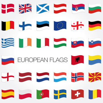 europe flags vector set