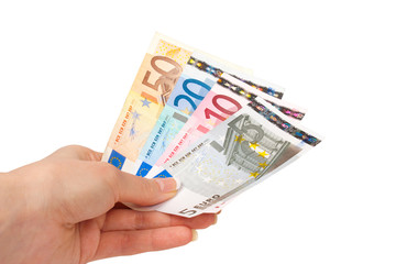 Female hand with euro money