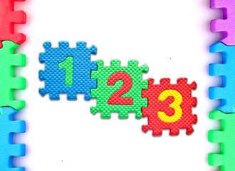 Frame puzzle with number on white background