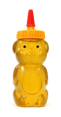 Honey in plastic bear container