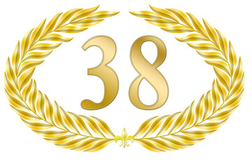 jubiläum 38 geburtstag lorbeer gold
