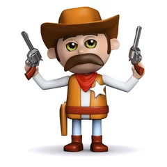 Door stickers Wild West 3d Sheriff shoots both guns in the air