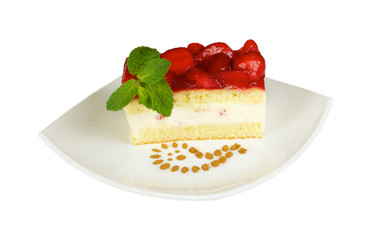 cake with strawberry topping