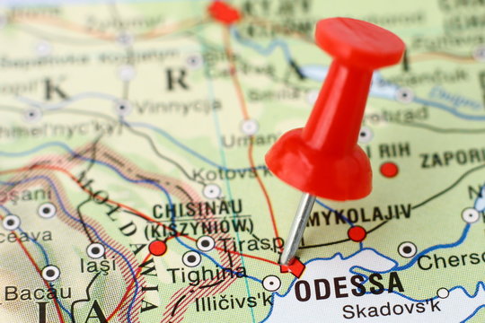 Pushpin on the map - Odessa, Ukraine