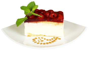 Raspberry cake isolated