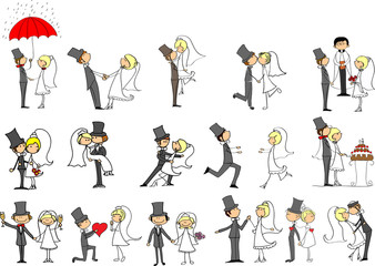 набор свадебных фотографий, жених и невеста в любви, вектор