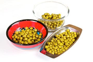 green peas on a white background