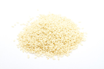 A close up on a pile of dried Sesame Seed isolated