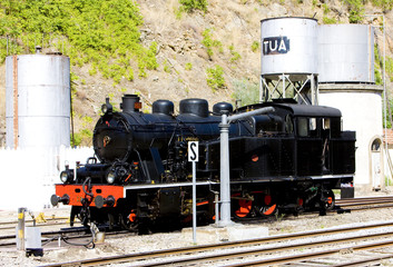 steam locomotive at railway station in Tua,Douro Valley,Portugal
