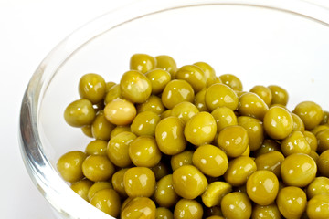 green peas on a white background