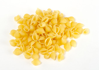 dried italian pasta on white background