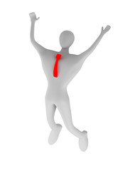 3d person happy jumping