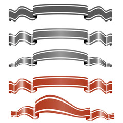 Set of Red and silver vector ribbons for your text